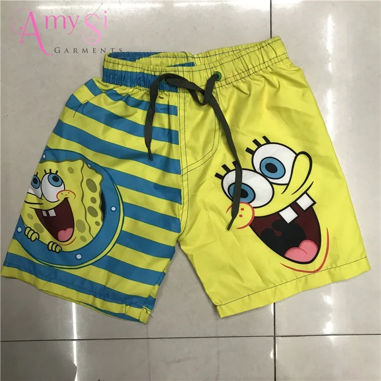 WSL003 assorted flower cartoon print boy polyester beach swimming surf board shorts for kids 4 - 8 years old