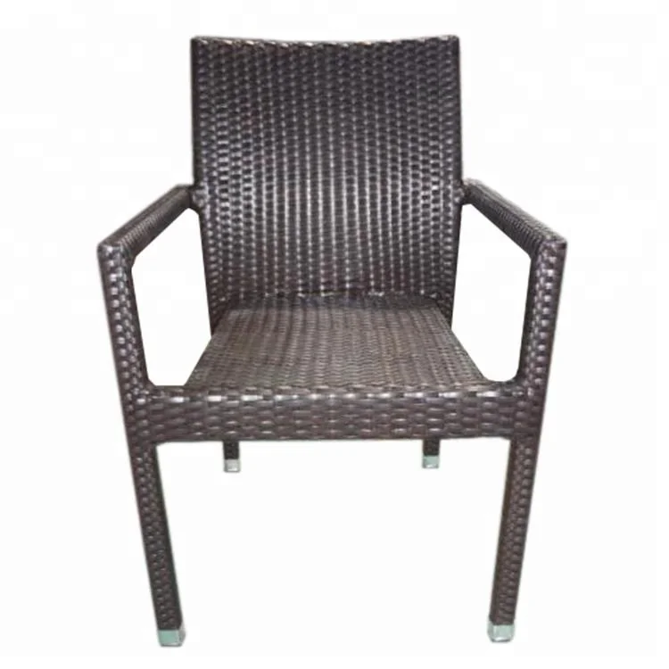 Factory Direct Selling Material Woven Rattan Outdoor Dining Chair Back Arm Dinner Chair Black Dining Chairs