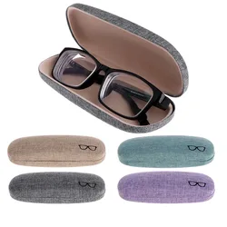 Custom Logo Color Size Metal Spectacle Case Protector Container Fabric Covered Optical Case Hard Eye glasses Case