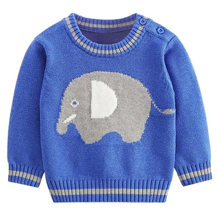 2018 Fashion Cotton Knitted Elephant Children Boy Korean Design Pullover Sweater