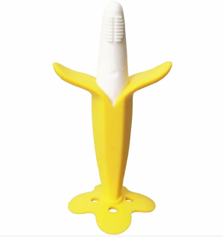 China manufacturer BPA free food grade soft banana teether silicone baby teether chew