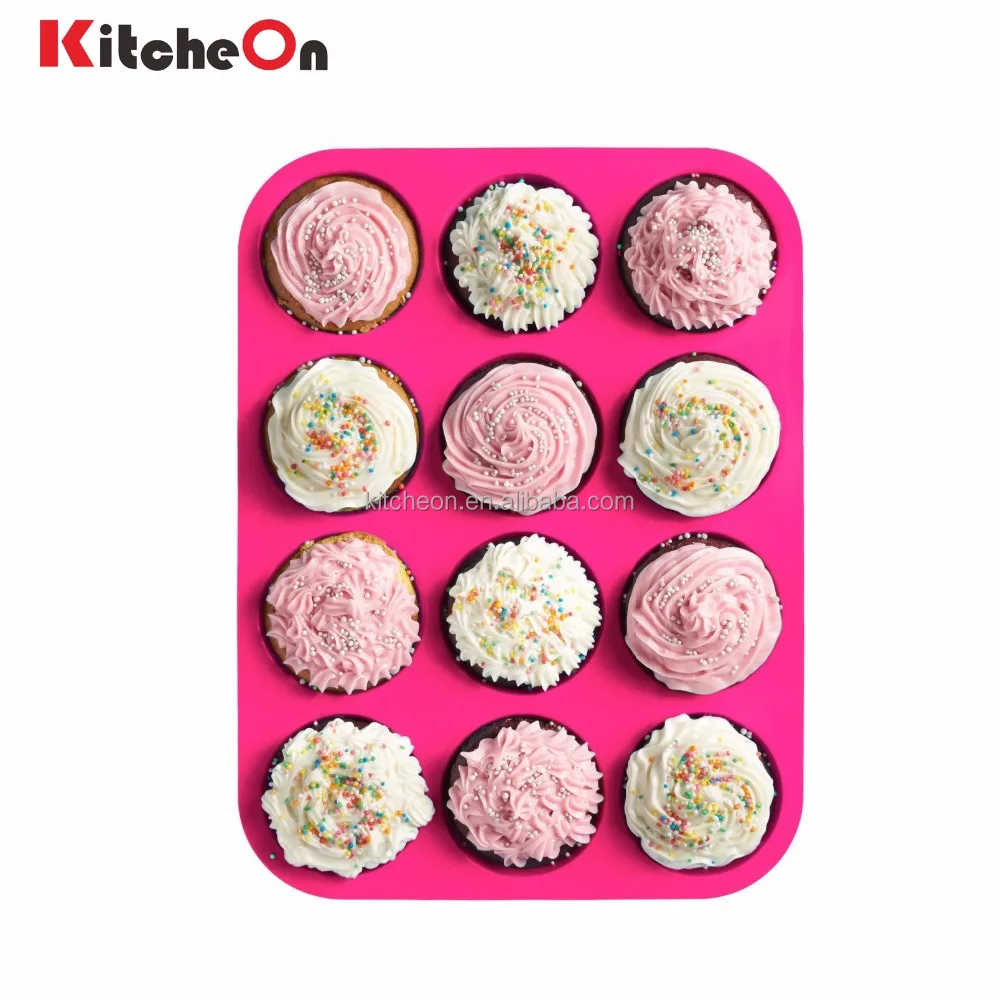 Горячая Распродажа, круглая силиконовая форма для кексов с 12 емкостями