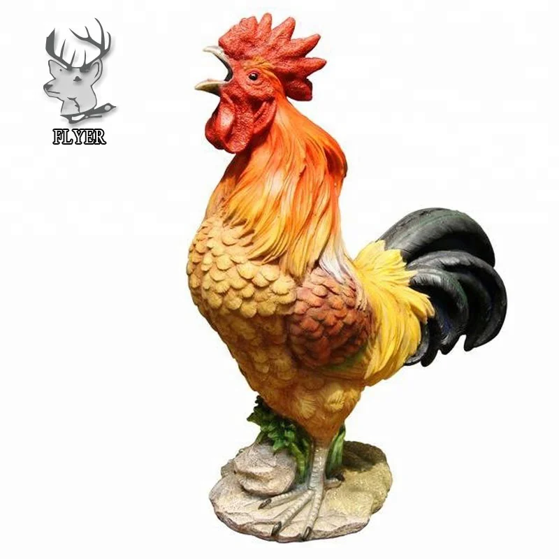 Custom Fiberglass Statue Large polyresin chicken rooster statue animal resin sculpture for sale