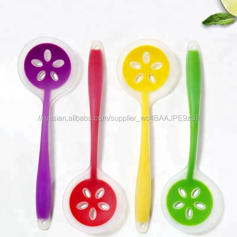 FDA утвержден BPA бесплатно жаропрочных нейлон суп ковш силиконовая суповая ложка с антипригарным покрытием