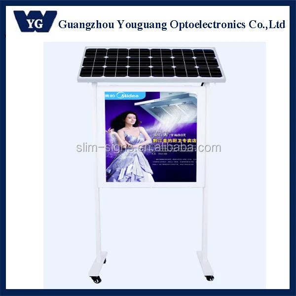 Outdoor solar power edgelit led advertising light box