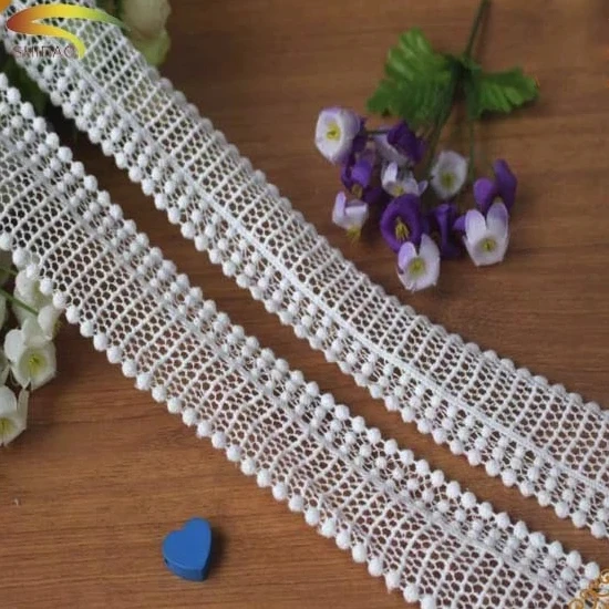 venice white eyelet pom pom embroidery cotton ladder decorative lace trim