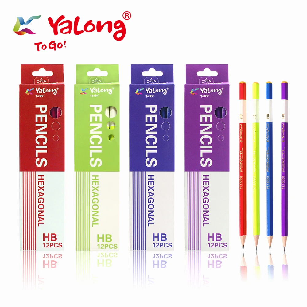 yl815001 Top Quality Hexagon Wooden Customized HB Pencil Lead Pencil stardard pencils set