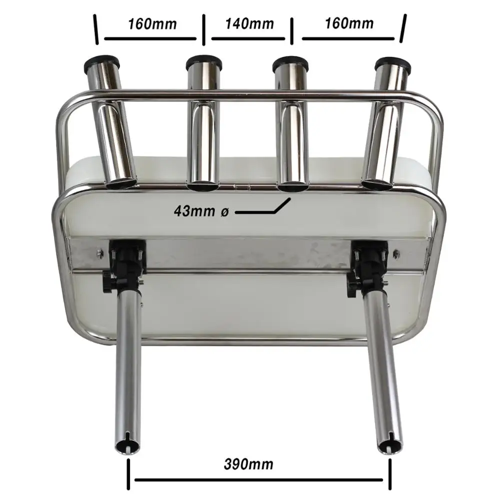 Dual mount framed boat bait board with 4 rod holders