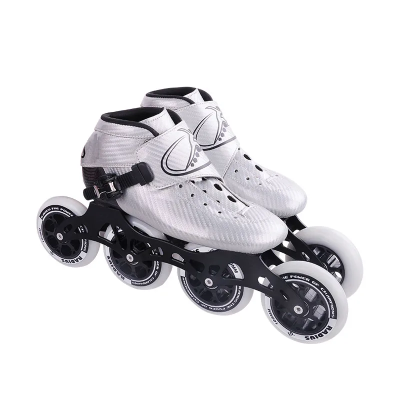 Professional handcraft lighter carbon fiber faster SHR PU 3 or 4 wheels speed inline skates
