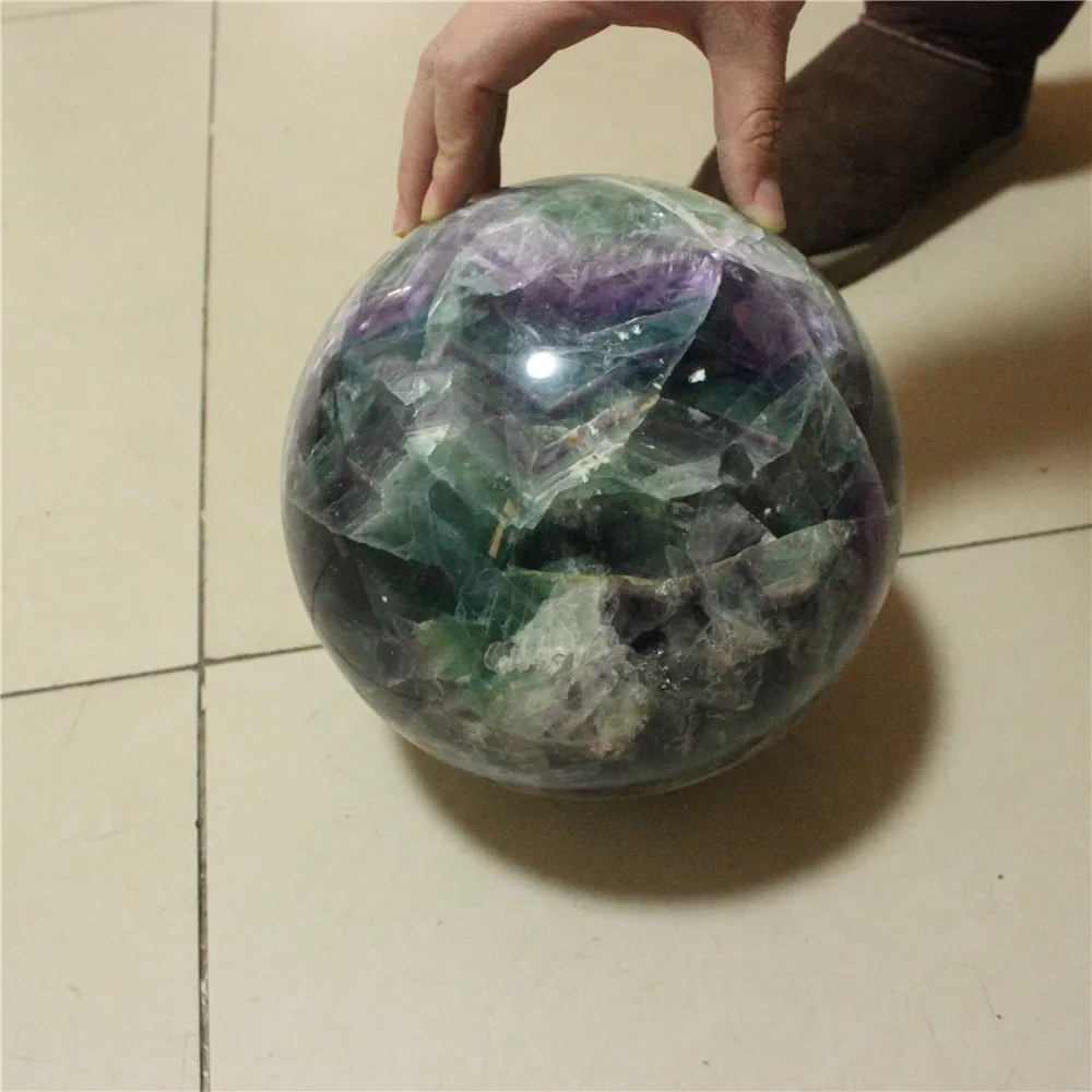 200mm natural large rainbow fluorite stone sphere ball