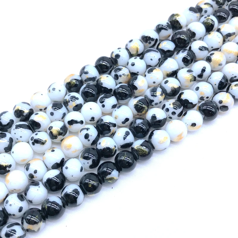 2019 New Arrival glass pearl bead color coating gold and silver blast bead strand for DIY jewelry making