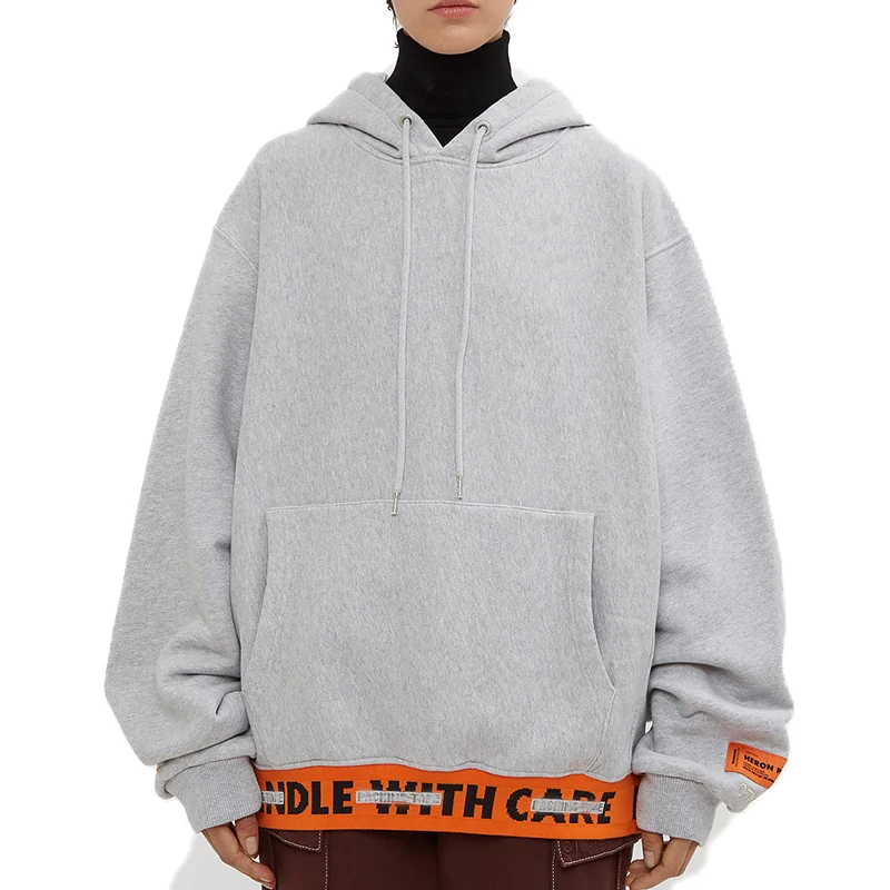 
new winter design contrast color custom logo oversized drop shoulder with kangaroo pocket pullover hoodie 
