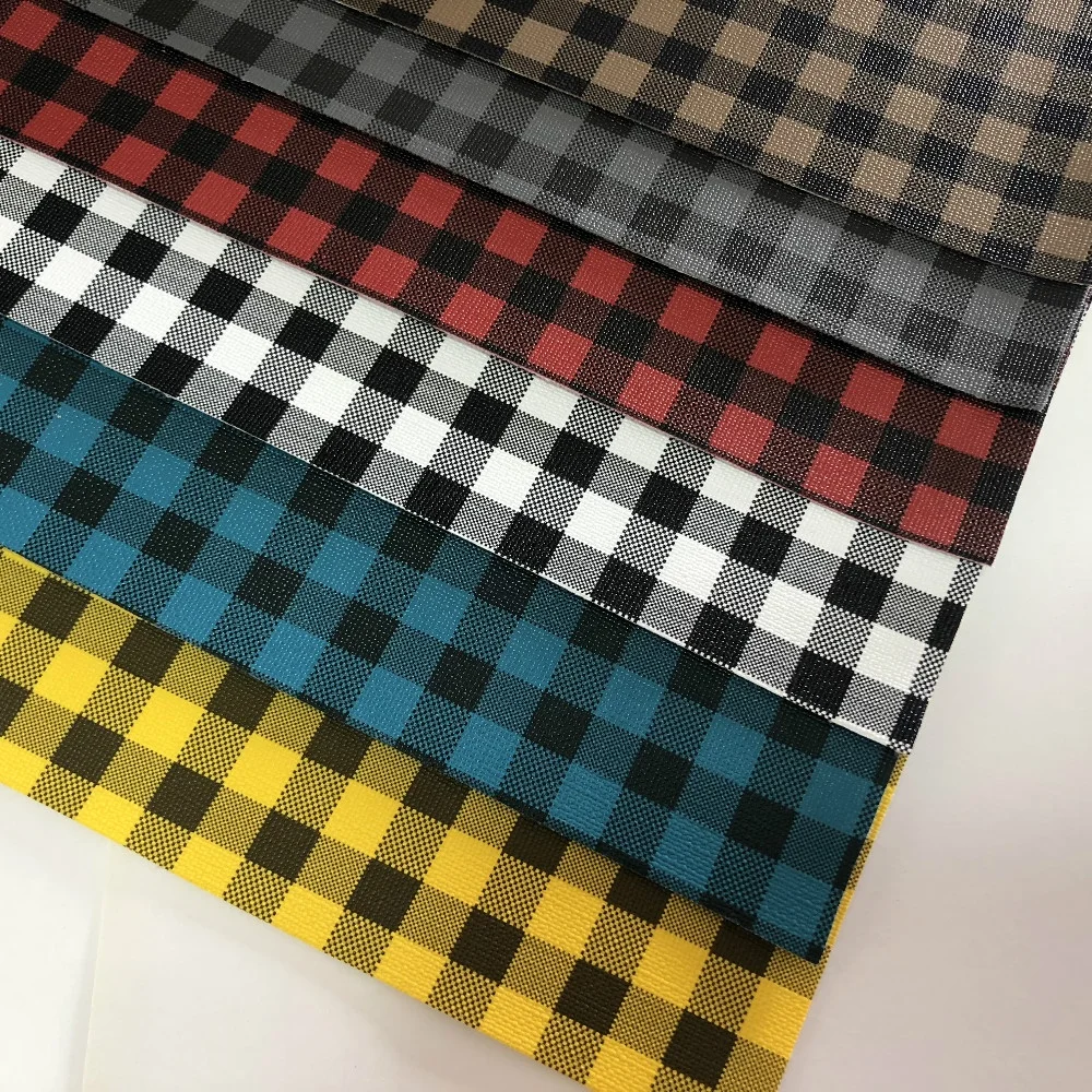 classical wholesale plaid print faux leather sheets for making hairbow