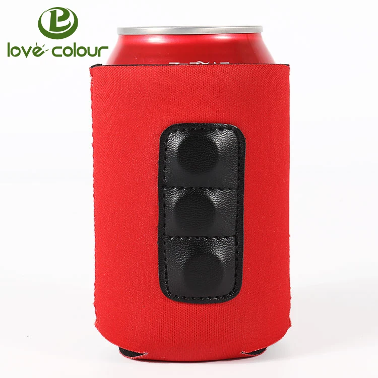 Custom black neoprene soft insulated magnetic beer can drink cooler sleeve coolies holder