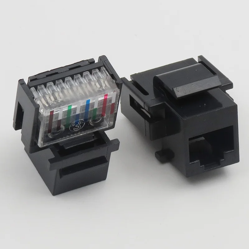 Black Cat5/Cat5E RJ45 UTP modular jack toolless 8p8c 90 degree