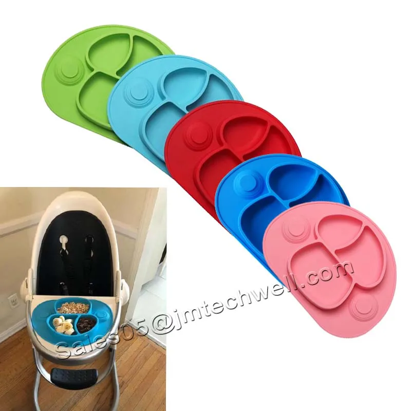 Heat resistant oval silicone mini baby suction placemat plate
