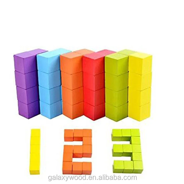 wholesale Custom colorful schima wood  cubes for kids
