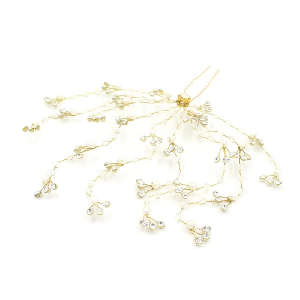 New Korean dish made hair fork bride wedding accessories pearl branch hairpin u-head hair beads wholesale