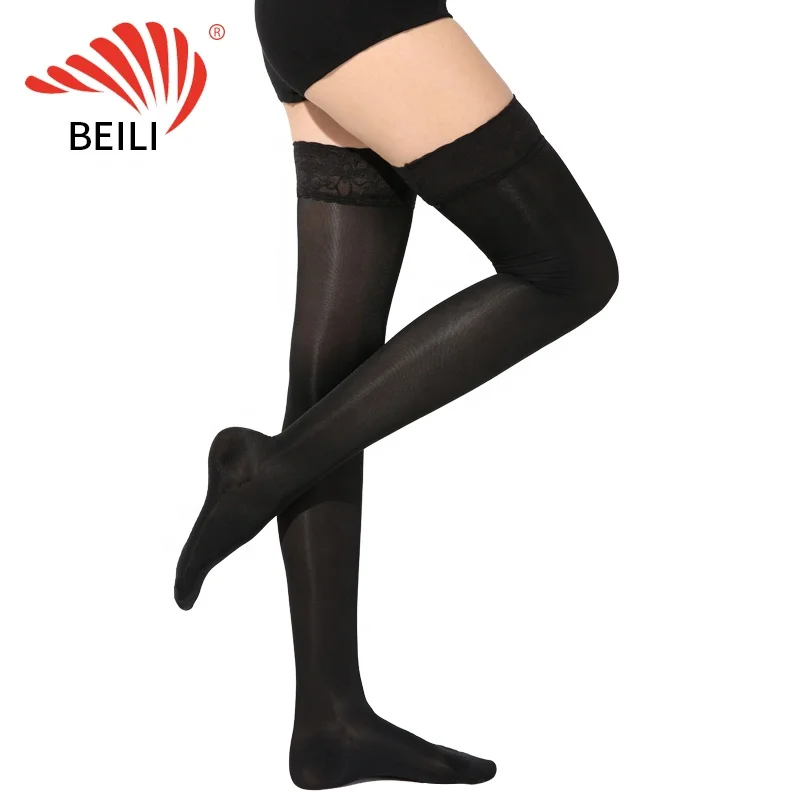 hot selling women sexy lace  thigh high transparent medical compression stockings level 2 23-32mmgh factory useful socks
