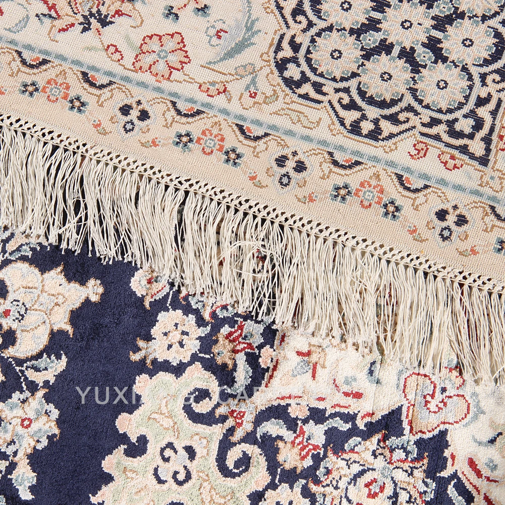 Kashan Persian Carpets And Rugs Living Room, Traditional Handmade Silk Carpet made