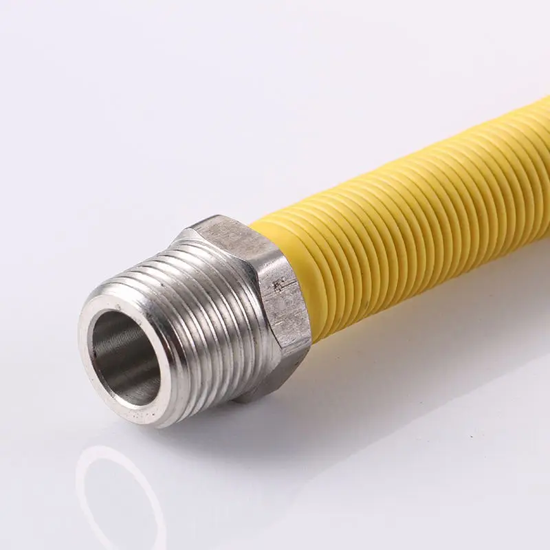 2019 hot sale Eco-friendly yellow PE coated flexible natural  gas hose for kitchen