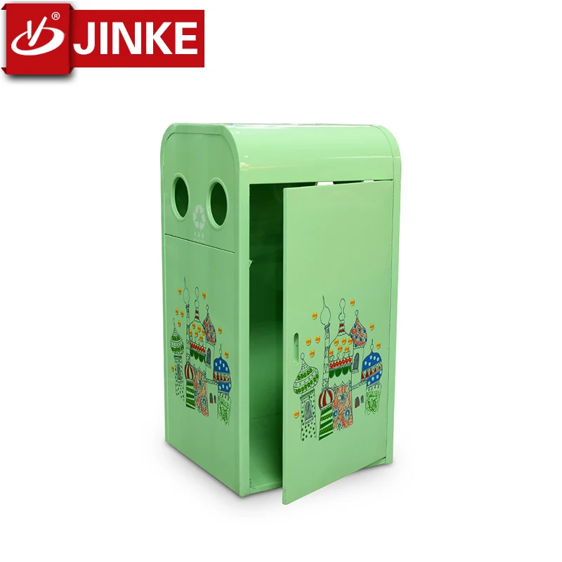Customized Advertising Printing Metal Garbage Bins Amusement Park Trash Can