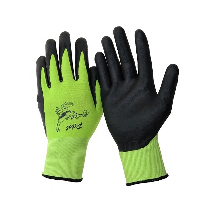 Anti Oil Polyester Knitted Foam Nitrile Gloves For Anti-slip