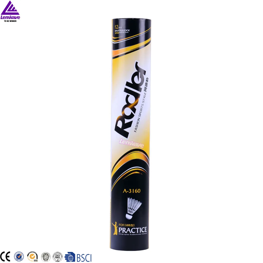 2016 lenwave brand cheap training plastic outdoor badminton shuttlecock