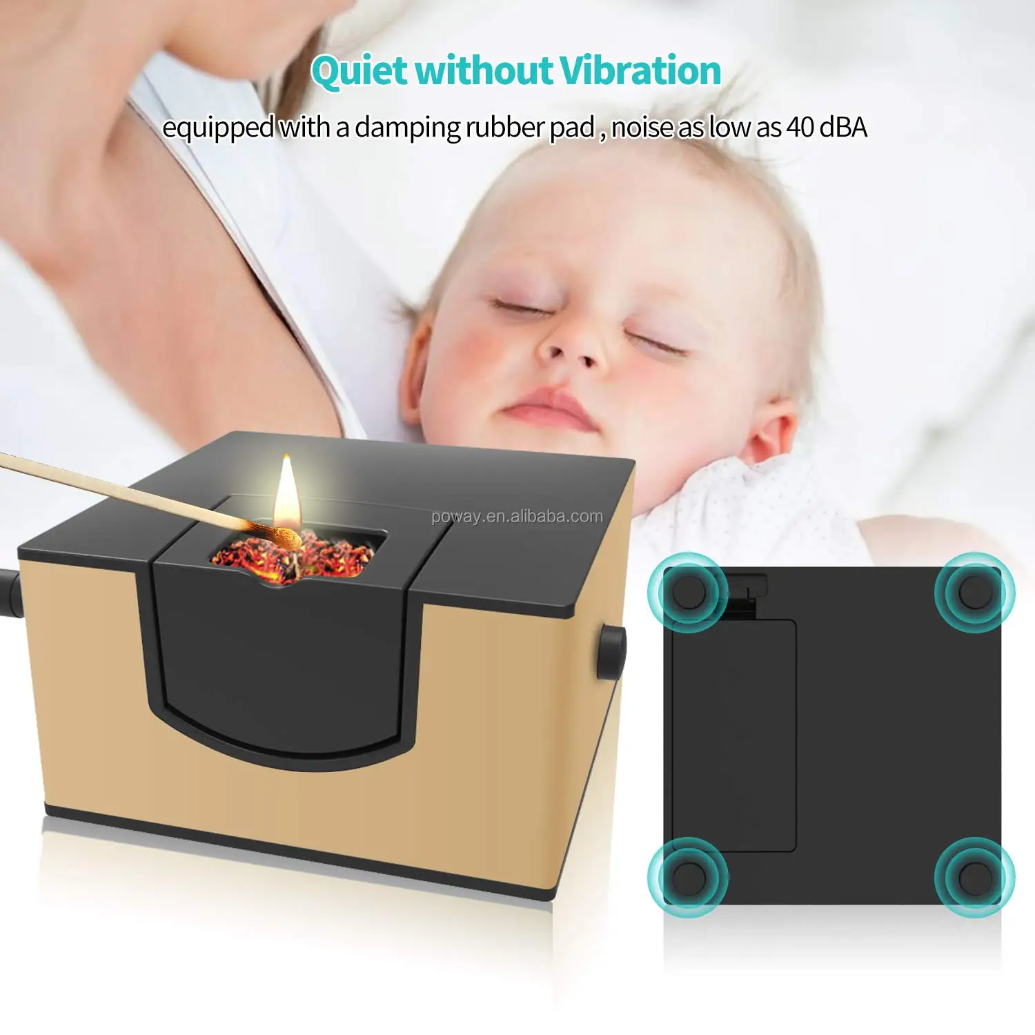 
Poway Mini Smoke Machine Portable 2*AA 3V Battery 1.2W Smoking Gun Food for Home Cooking and Outdoor BBQ (Golden) 