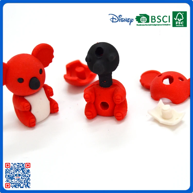 multi shape chineses panda eraser TPR material cute animal eraser