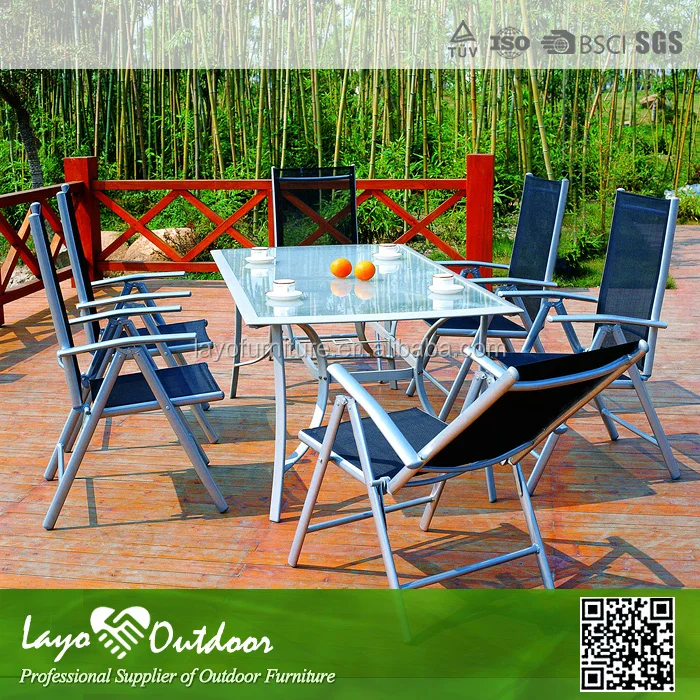 
 LY Более 15 лет опыта универсальный секционные патио 6 место патио обеденный комплект складной стул promotio  