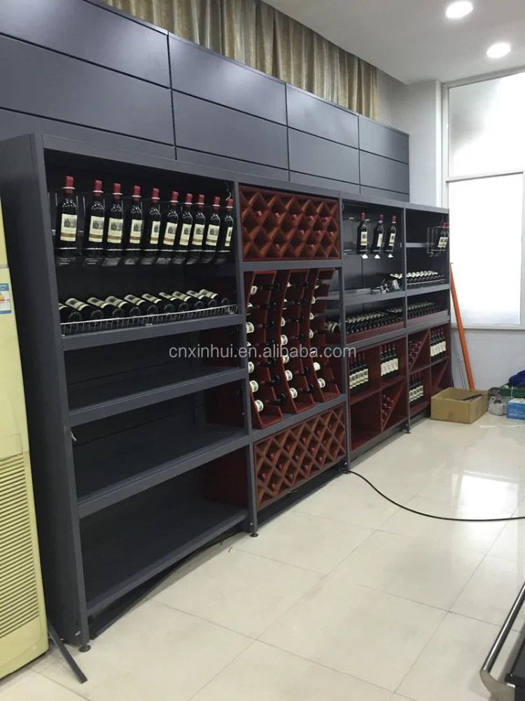 2016 High-quality Shelves Wooden Wine Glass Showcase Display Cabinet Rack Stands for Wine Shop