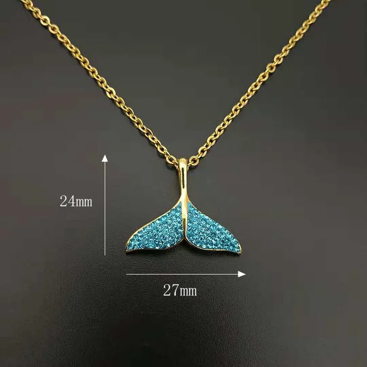 High Quality Blue Whale Tail Pendant Stainless Steel Fishtail Necklaces