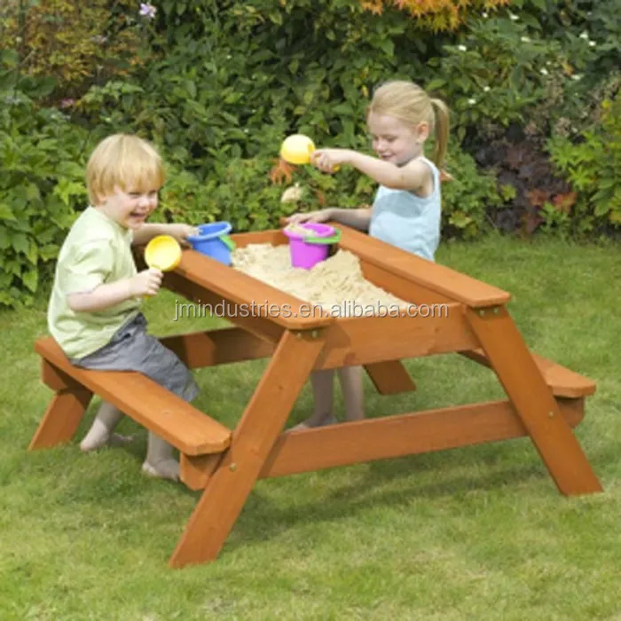 Outdoor Wood Kids Sandpit Picnic Table