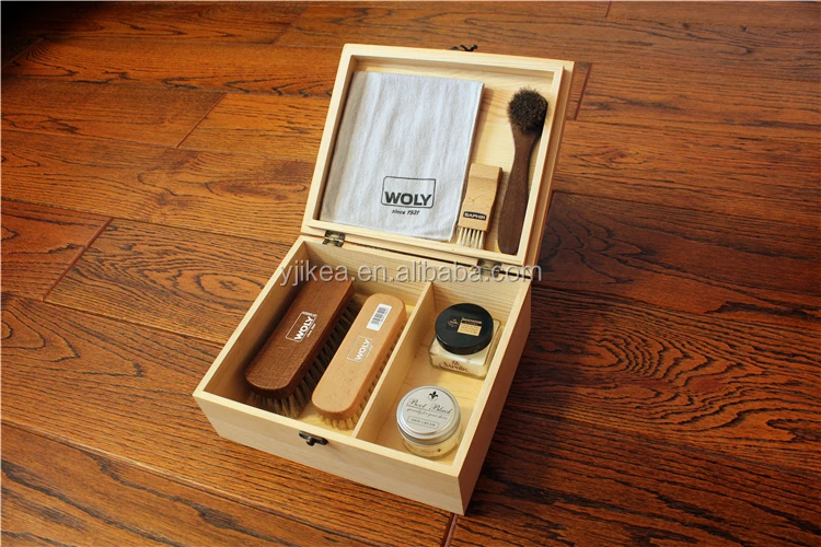 Wholesale Luxury Shoe Shine Kit High-grade Shoe Polish Box Wooden Shoe Care Box