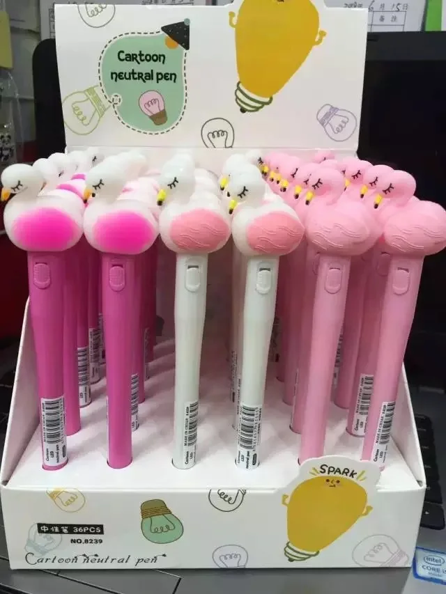 Cartoon unicorn light pen neutral light pen with lamp silicone head modeling 3D doll unicorn neutral pen