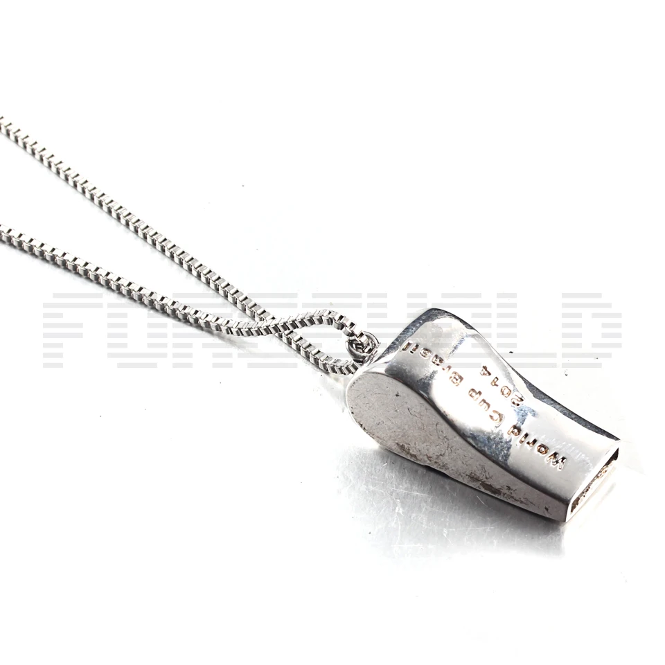 Silver Stainless Steel Referee Whistle Pendant Chain Necklace