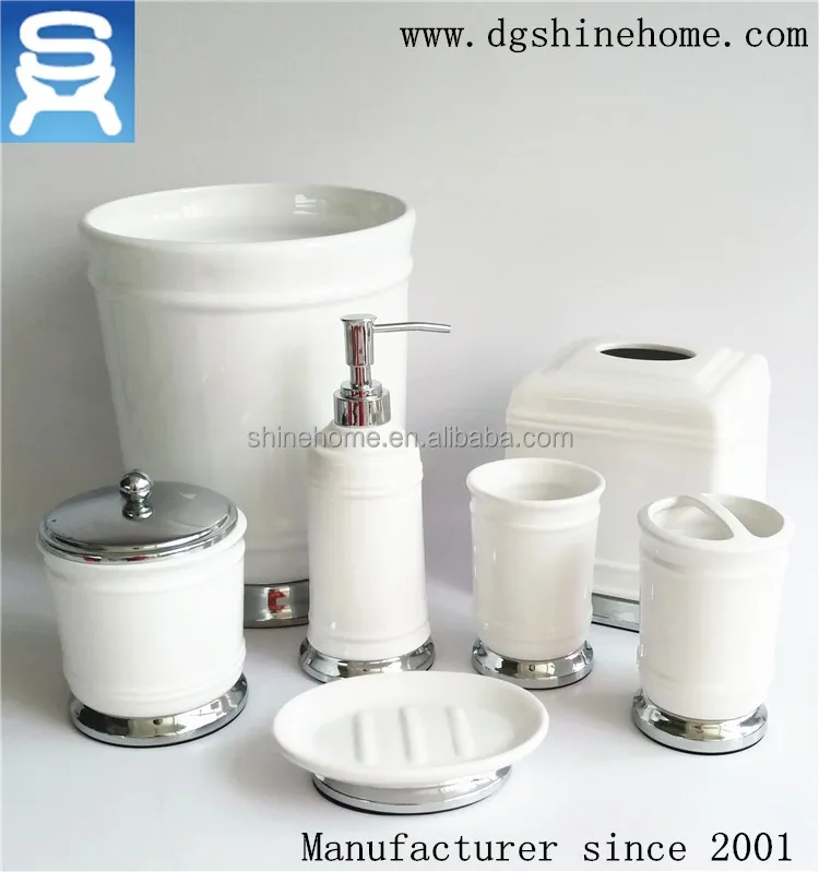 
Wholesale hotel ceramic bathroom set, 2017 white ceramic bathroom accessories set 