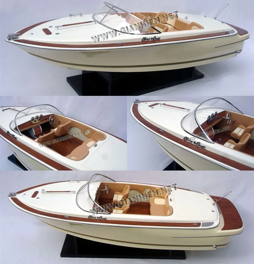 CHRIS CRAFT LANCER 20 WOODEN SPEED BOAT MODEL - WOODEN DECORATION