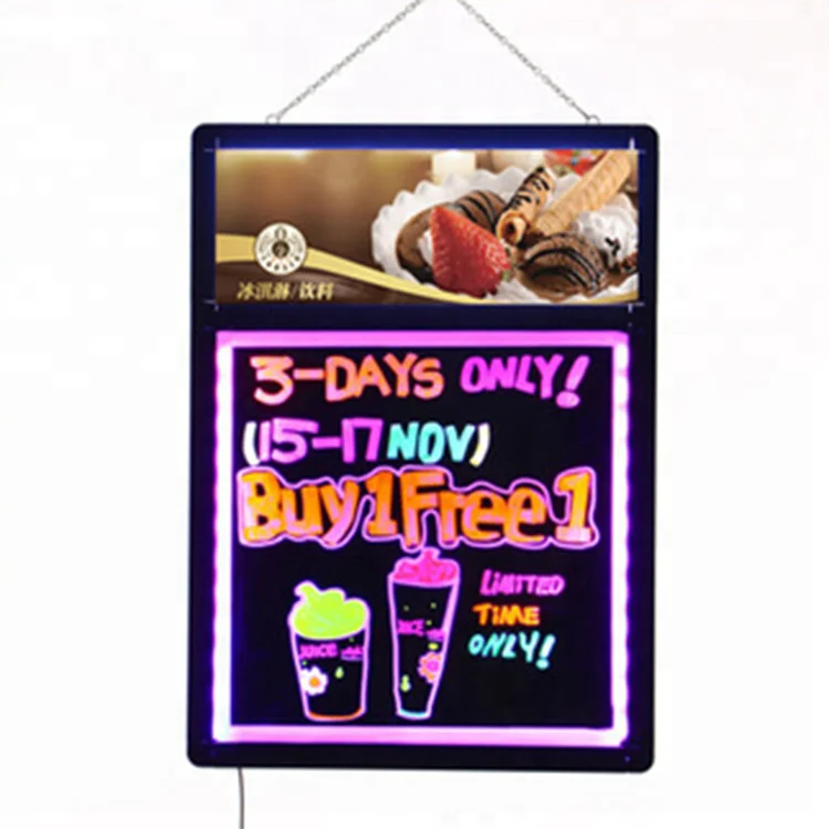 Multi color neno led light display advertising board for fast food menu board