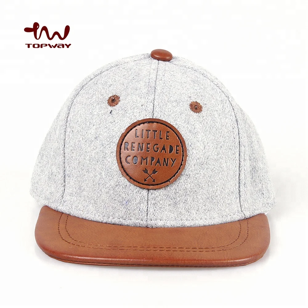 Flat Leather Visor Kids Hat Summer With Leather Patch