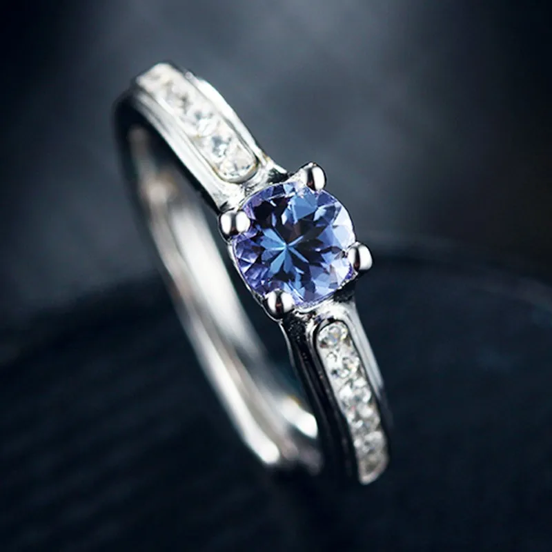 Fashion natural gemstone jewelry sterling silver 925  tanzanite finger  rings for women