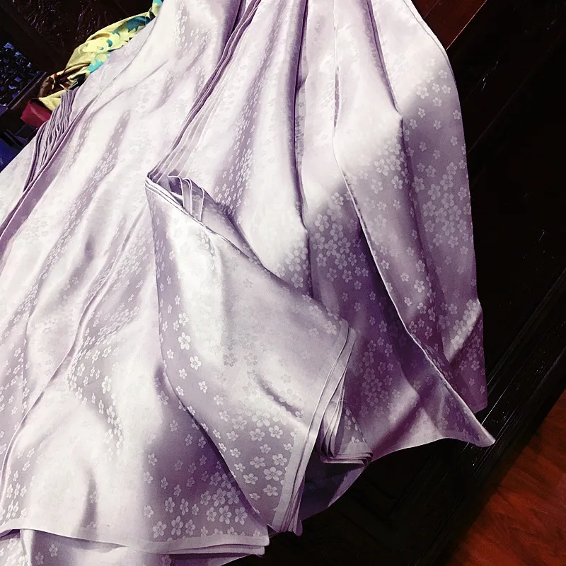 Экспортная фиолетовая шелковая ткань кимоно Hanfu жаккардовая с принтом из чистого китайского шелка