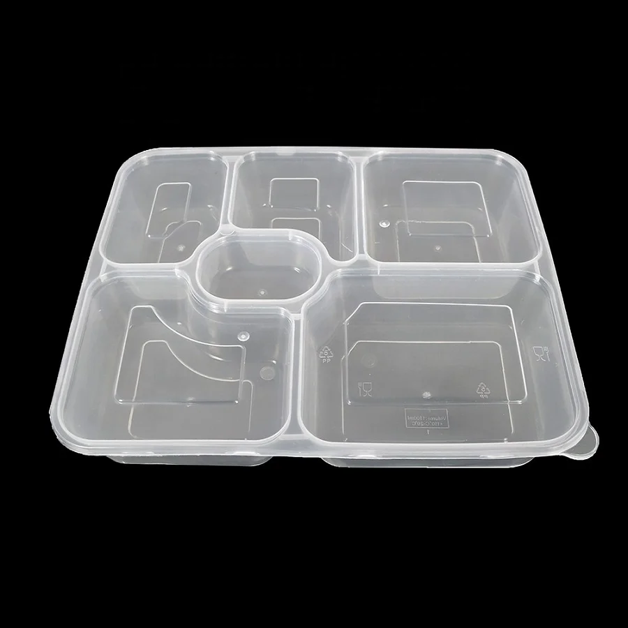  1000ml 6 compartment disposable food container microwavable bento box office upscale lunch box plastic lunch box