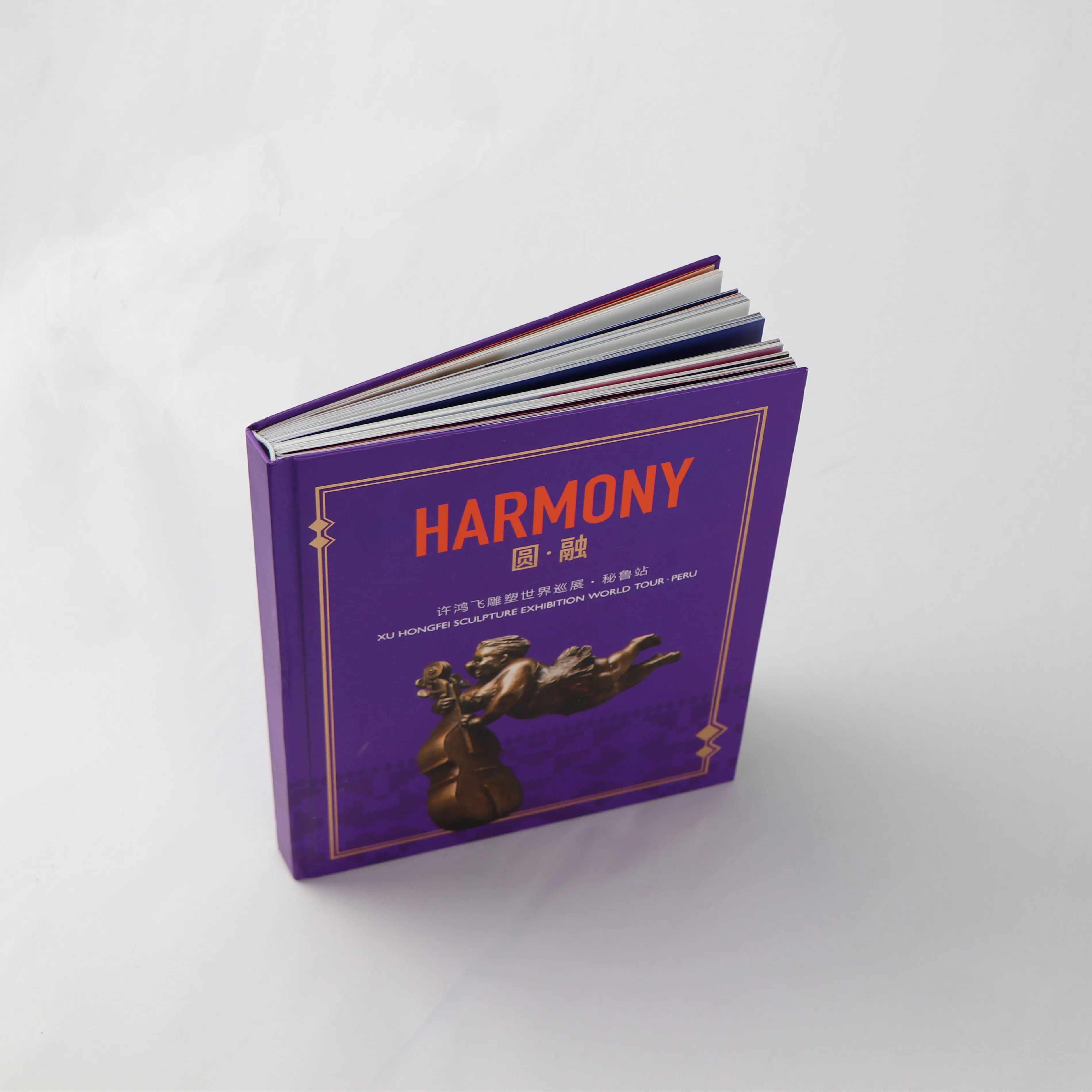 Hardcover casebound customized A4 size sew binding 4 color printing album book manufacturer in Guangzhou notebook printing