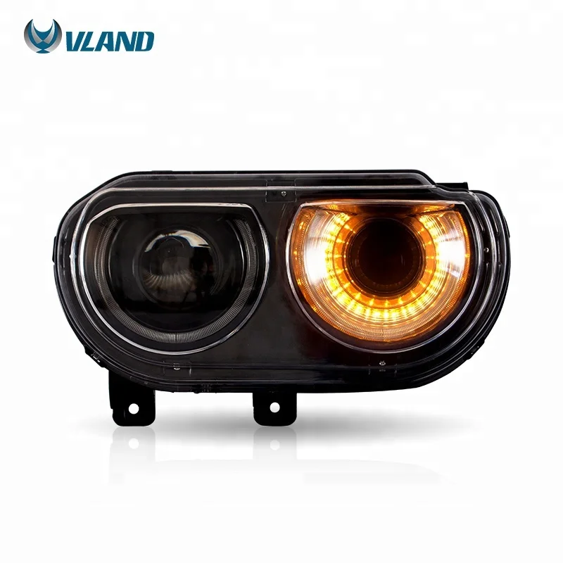 VLAND sequential manufacturer led headlights 2008-2014 SRT R/T modified headlight For dodge challenger