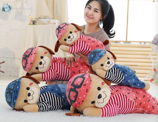 Cute Soft cushion stuffed PP Cotton doll kids birthday gif hat dog plush toys dog lovers pillow