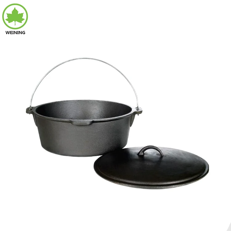 Camping Cooking Pot Tripod Cast Iron Dutch Oven Pot 4.5-9QT