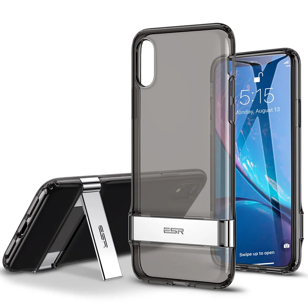 2018 Metal Kickstand Case Vertical and Horizontal Stand Soft TPU Bumper Transparent Cover case for iPhone XR 6.1 inch