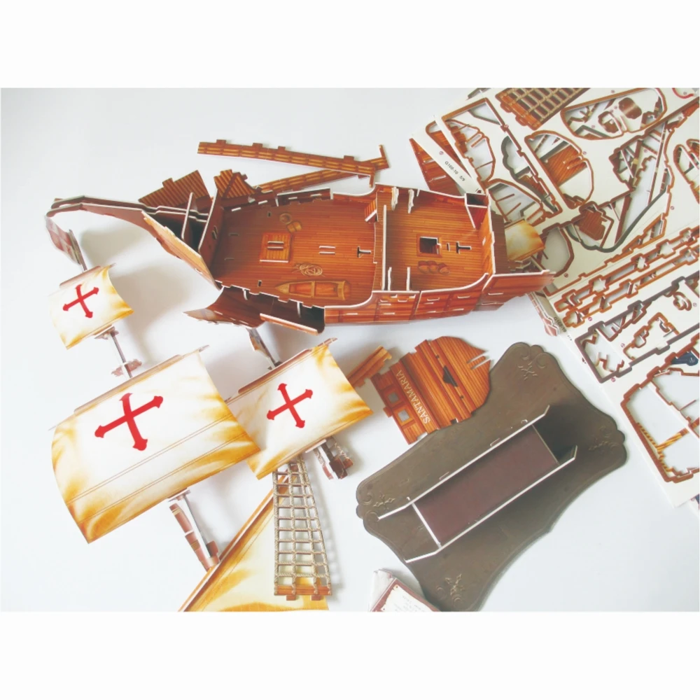 Santa Maria 3D Puzzle Pirate Ship Model with Embroidery - Pirate Ship Toy for Kids Ages 8-10